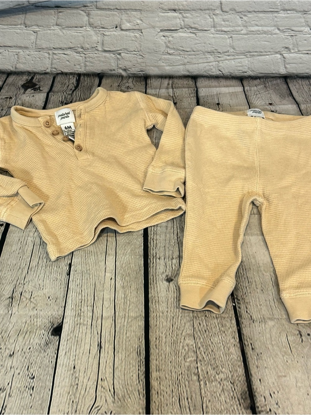 Polished Prints Cream Waffle Knit Organic Cotton Outfit